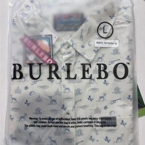 New With Tags Burlebo Men’s Short Sleeve Button Up - Texas Pattern - Large